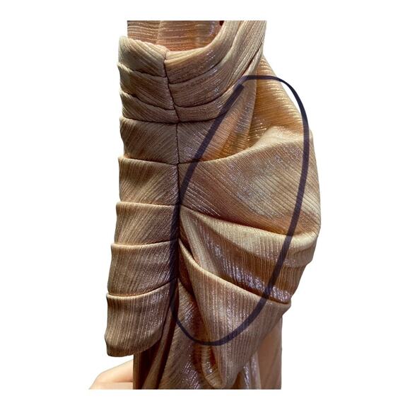 Retrofete Yesi Dress Pleated Surplice Braided Strap Formal Gala Party Metallic M - Picture 15 of 15